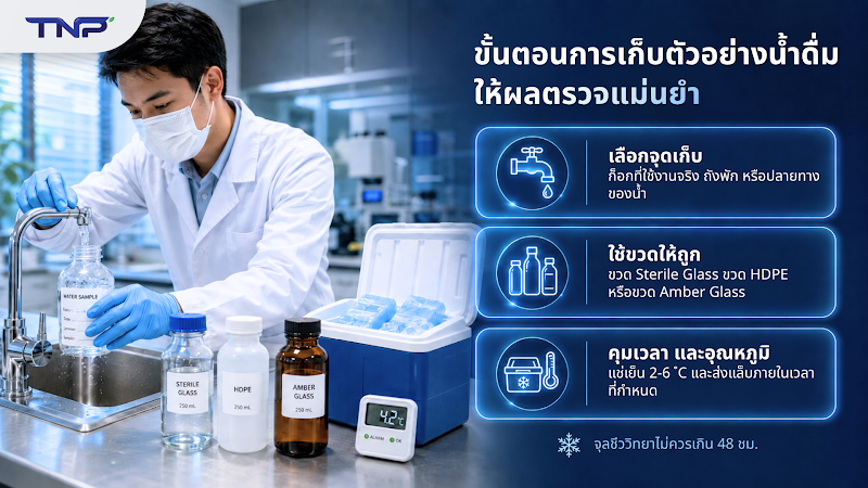 ขั้นตอนการเก็บตัวอย่างน้ำดื่มให้ผลตรวจแม่นยำ